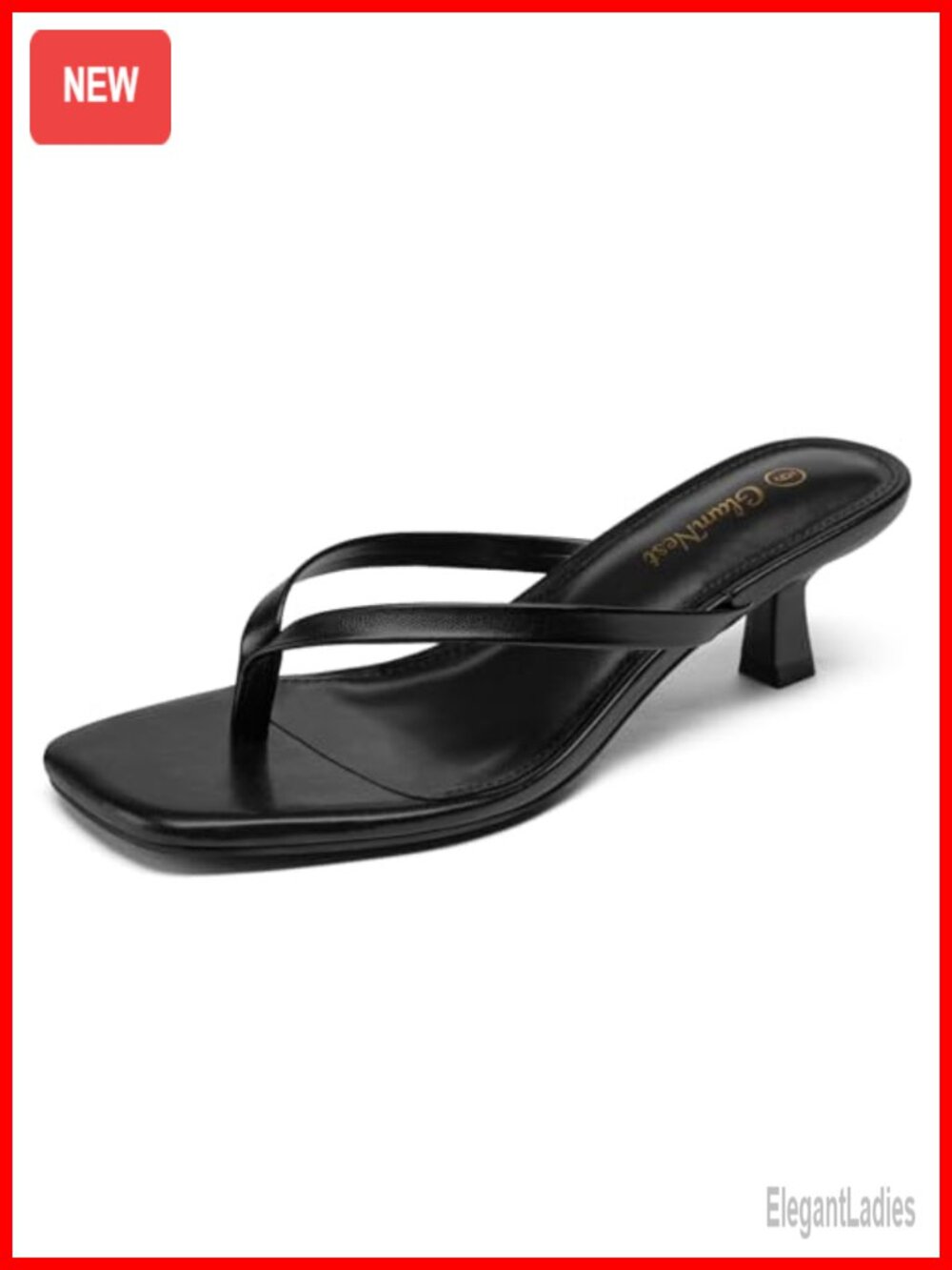 Kitten Heel Sandals Square Toe Flip Flop Slip On Dressy Women's Heels